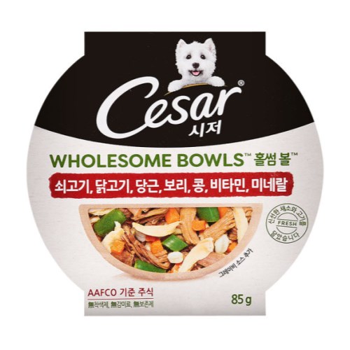 시저 홀썸볼 쇠고기, 닭고기, 당근, 보리, 콩, 비타민, 미네랄 85g