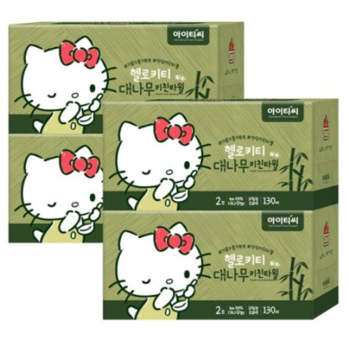 헬로키티 대나무 키친타월 톡톡 130매 (4입)