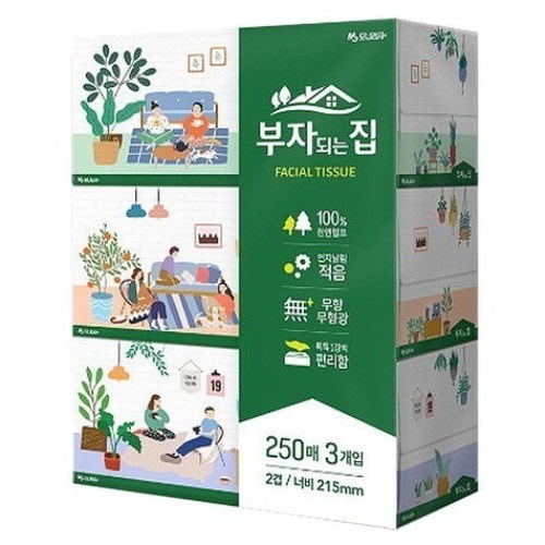부자되는집 미용티슈 250매 (3입)