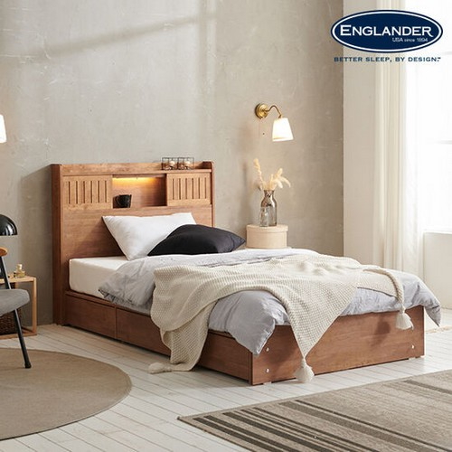 잉글랜더 인디안 원목 수납 LED침대 SS
