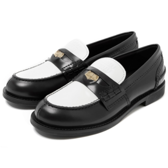 미우미우 블랙 화이트 페니 로퍼_5D773D AZE F0967