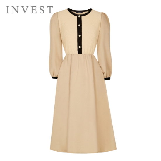 인베스트 진주버튼플레어원피스_V2F1OP3160