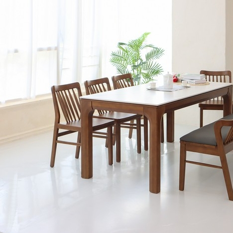 헤닝 에일리 포세린 통세라믹 원목 식탁 1300