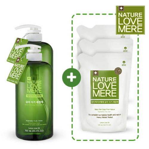 네이처러브메레 유아 식기세정제 750ml 2개+리필 500ml 3개