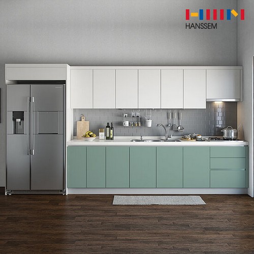 한샘 밀란200 무드그린 ㄱ자 냉장고장형