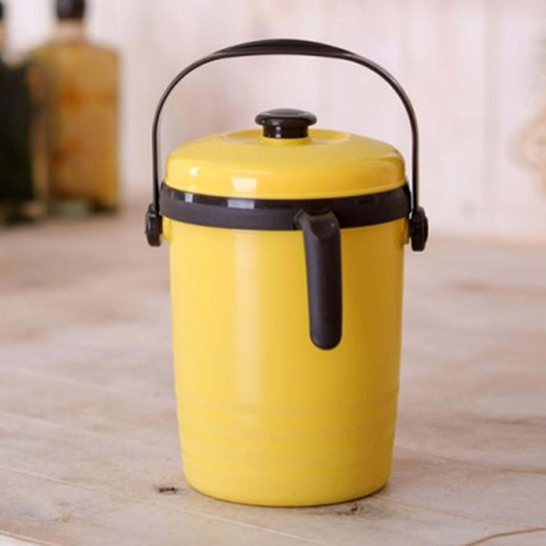 수지매트  음식물 쓰레기통 손잡이형 옐로우 2L