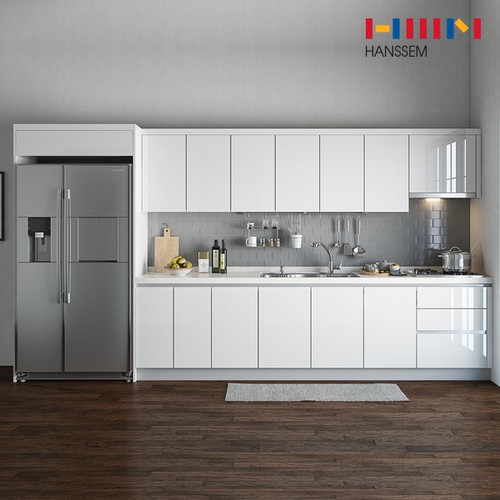 한샘  밀란 100 퓨어화이트 ㅡ자 냉장고장형