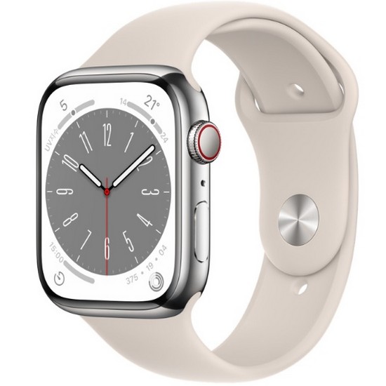 Apple  워치 시리즈8 45mm Cellular 실버 스테인리스 스틸