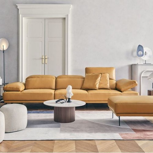 에싸 카르마 헤드기능 프라우 소프트 천연가죽 소파 4인용