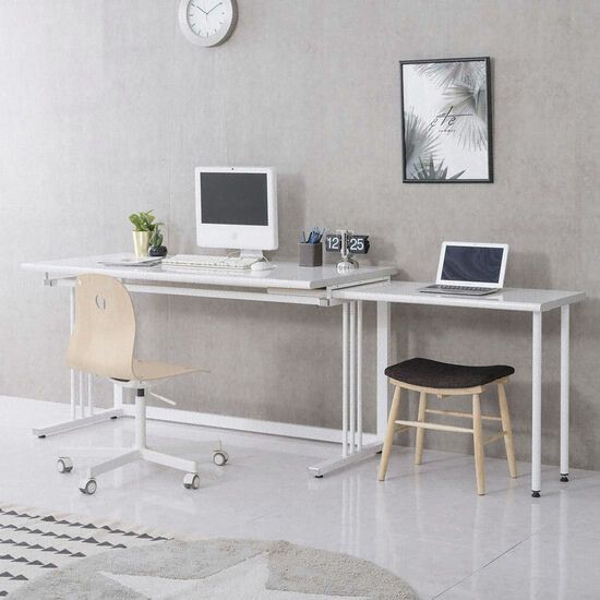 가구아이닷컴 스칼렛 2인용 다용도 학생 컴퓨터책상+확장테이블