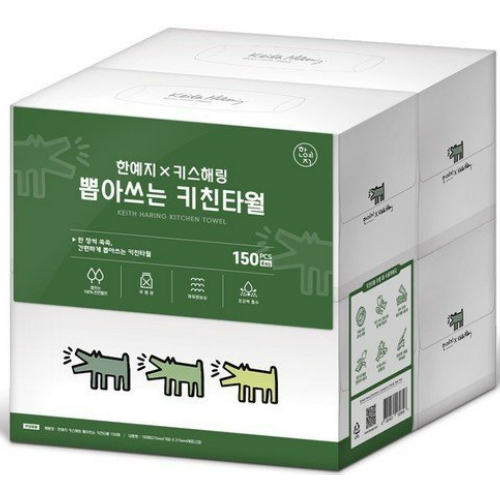 한예지 키스해링 뽑아쓰는 키친타월 150매 (4입)
