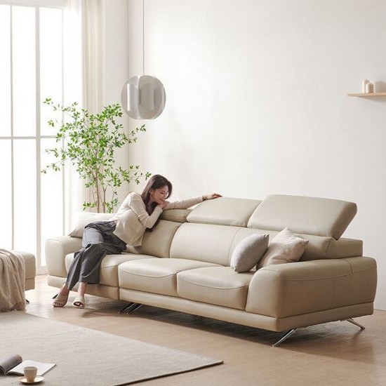 보니애가구 아델라 헤드레스트 천연가죽 소파 4인용