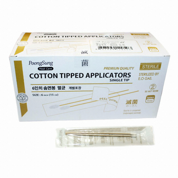 풍성 멸균 솜면봉 6인치 2개 100봉