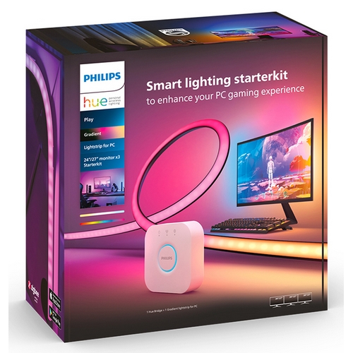 필립스  LED hue play 그라디언트 PC 라이트스트립 24-27인치 모니터용 스타터킷
