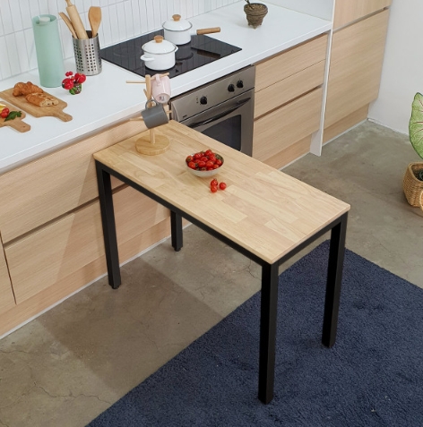 프라이드리빙 폭좁은 고무나무 원목 테이블 1000