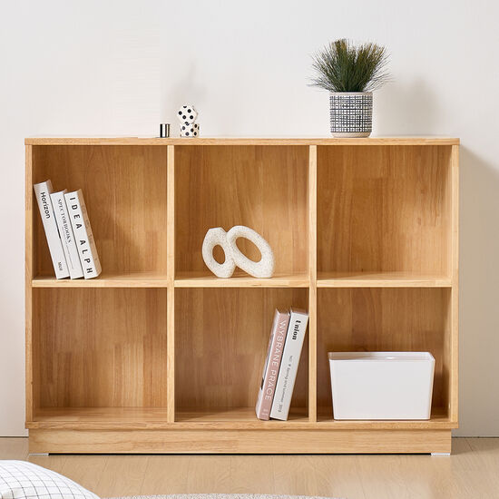 데코앤비 고무나무 원목 가로형 6칸 책장 1060