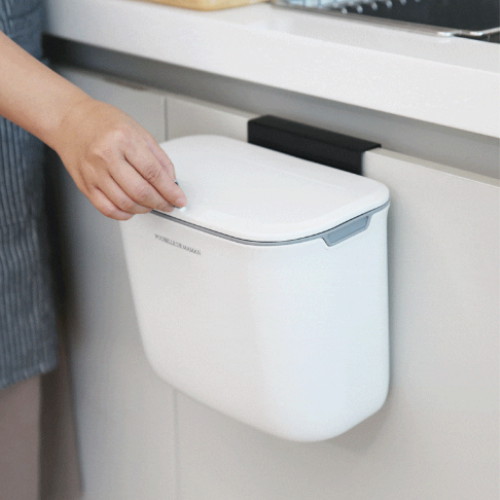 달팽이리빙  푸벨드마망 벽걸이 슬라이딩 오픈 휴지통 7L
