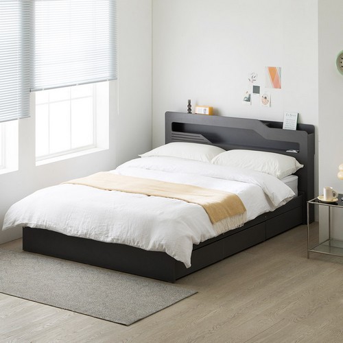 파로마 캐럴2 3단 수납 LED침대 Q