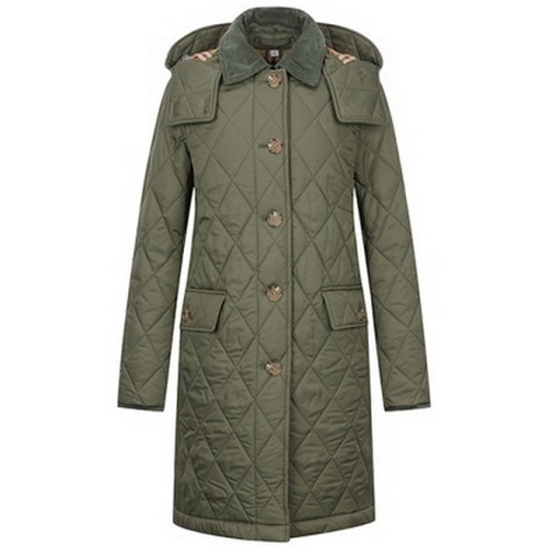 버버리 여성 데레헴 퀼팅 롱자켓_80571701