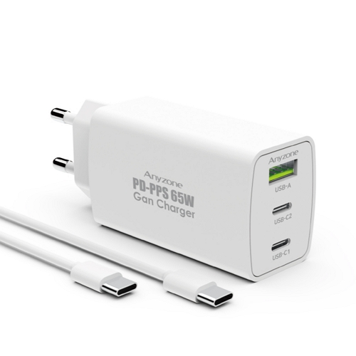 상도아이앤티 ANYZONE PD PPS 65W 3포트 GaN 충전기 AZQ-PD65WDS