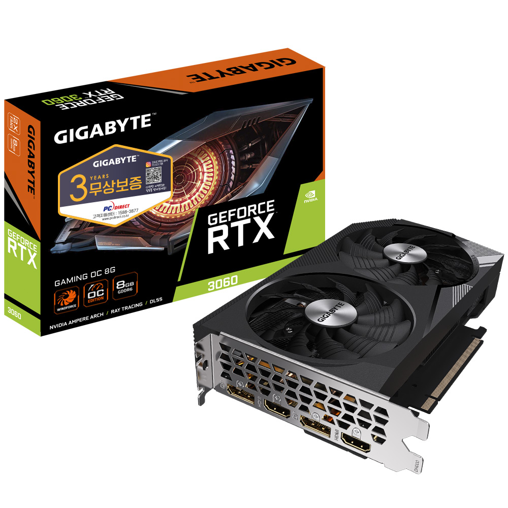 GIGABYTE  지포스 RTX 3060 Gaming OC D6 8GB 피씨디렉트