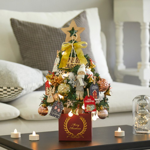 지인데코 하우쎈스 크리스마스 미니 트리 풀세트 내츄럴골드