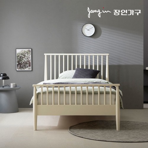 장인가구 바인 플러스 후드형 고무나무 원목 침대 SS