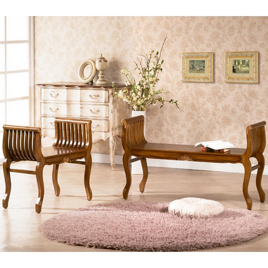 더캐슬 유캐슬 마호가니 빈티지 엔틱 벤치의자 3인용