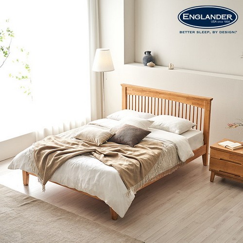 잉글랜더 빅벤 고무나무 통깔판 원목 침대 Q
