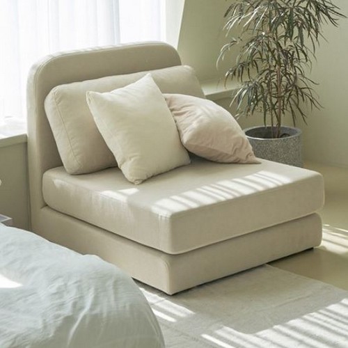 레이디가구 오트 접이식 암리스형 아쿠아텍스 패브릭 소파베드 1인용