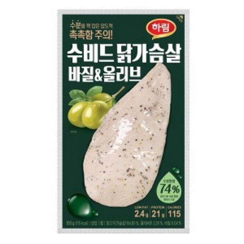 하림  수비드 닭가슴살 바질올리브 100g