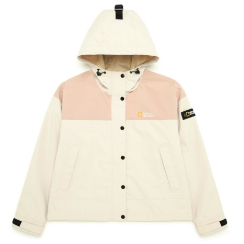 내셔널지오그래픽  오거스틴 배색 숏기장 후드 바람막이 점퍼 N231WJP960