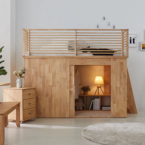 갑부가구  테라스 시크릿 고무나무 목봉가드 벙커침대 SS