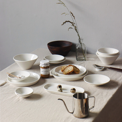 끌리메 크림화이트 심플 2인 그릇세트 16P