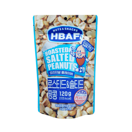 (주)바프 HBAF 로스티드앤솔티드 땅콩 120g