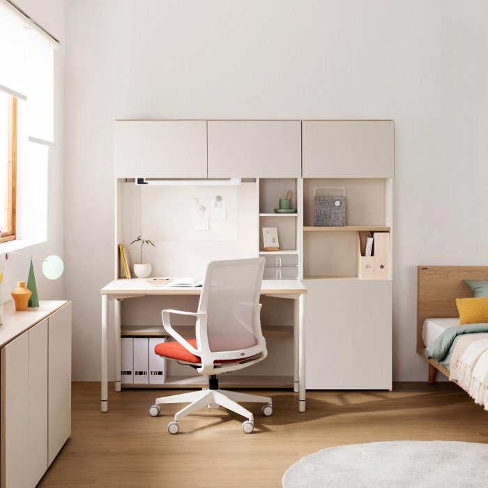 리바트 하움 오브제 5단 학생 책상세트+도어+조명