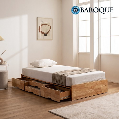 바로크가구 브란트 헤드리스 4단 빅수납 원목 침대 SS