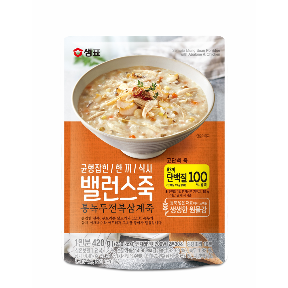 샘표식품  밸런스죽 통녹두 전복삼계죽 420g