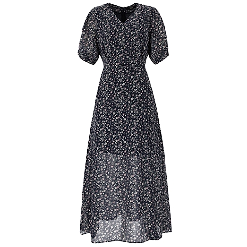 비지트인뉴욕 여성 셔링 랩 플라워 원피스_VY5OP32