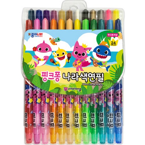 종이나라  핑크퐁 상어가족 나라색연필