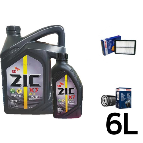 SK엔무브 ZIC X7 LS 5W30 6L + 보쉬필터 쏘렌토MQ4 디젤