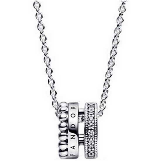 판도라  시그니처 로고 파베 비디드 펜던트 네크리스_392311C01