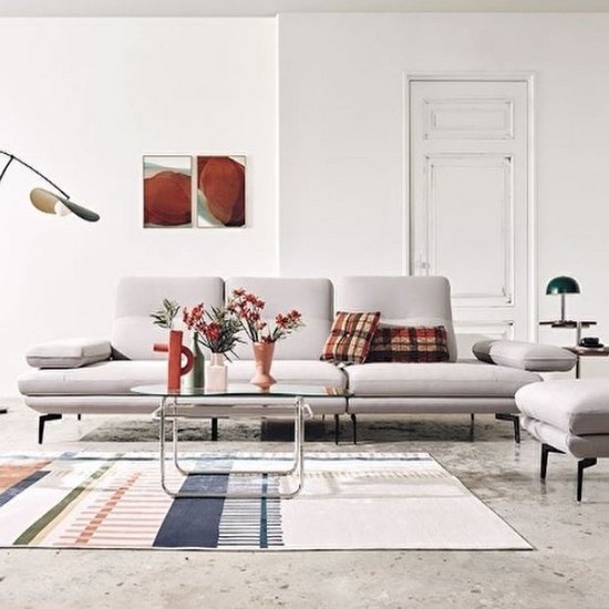 에싸 로마노 스윙기능 리브 패브릭 소파 4인용