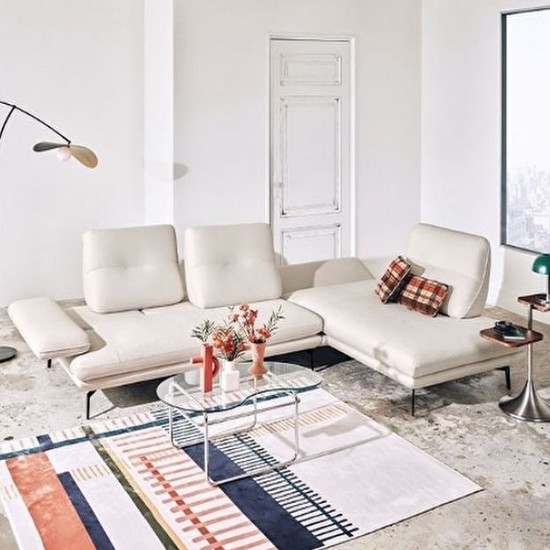 에싸 로마노 오픈코너형 스윙기능 리브 패브릭 소파 4인용