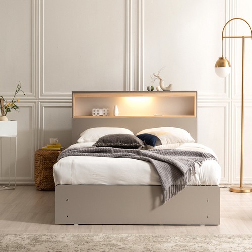 해성가구 키노 편백원목 3단서랍 수납 평상형 LED침대 Q