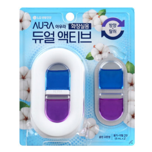 아우라 듀얼 액티브 화장실용 클린 코튼향 6ml 2개입
