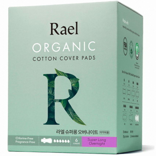 라엘 유기농 순면커버 슈퍼롱 오버나이트 6개