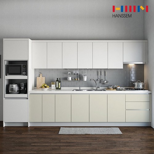 한샘  밀란100 무드 베이지 ㄱ자 키큰장형