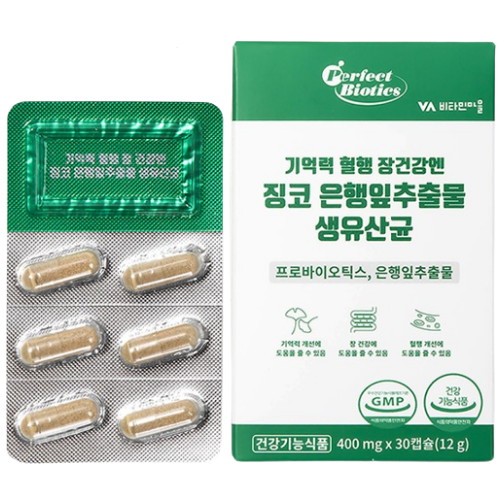 비타민마을 징코 은행잎추출물 생유산균 30캡슐