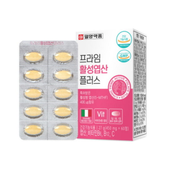 일양약품 프라임 활성엽산 플러스 450mg 60정